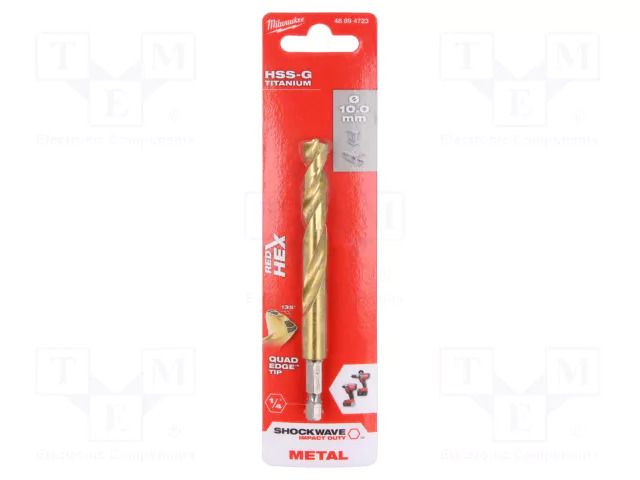 Drill bit; for metal,impact; Ø: 10mm; Kind of holder: E6,3mm; 1/4" Milwaukee MW-48894723