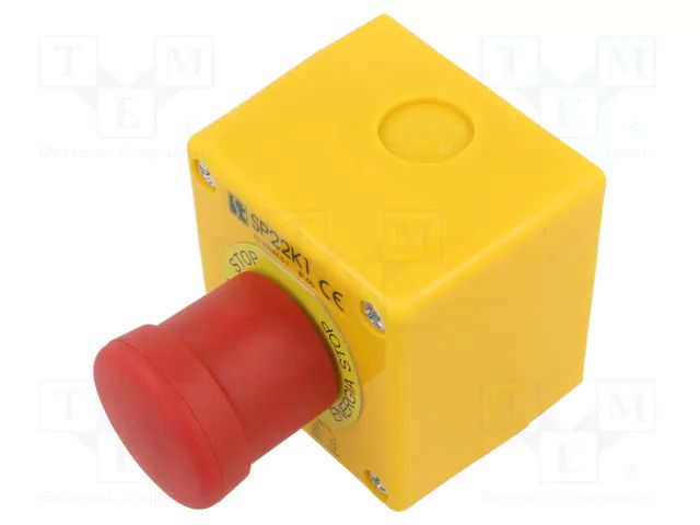 Control cassette; SP22; No.of butt: 1; mushroom; IP65; plastic; NC SPAMEL SP22K1-BN-1