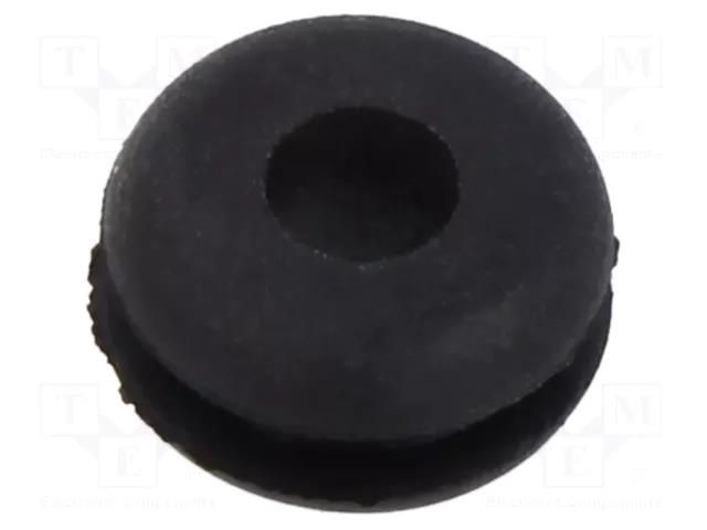 Grommet; Ømount.hole: 6.35mm; Øhole: 3.18mm; rubber; black KEYSTONE KEYS733