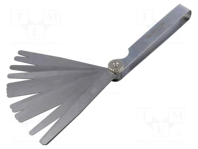 Metric feeler gauge; Range: 0,05÷1mm; L: 100mm; Width: 10mm; 20pcs. KING TONY KT-77340-20