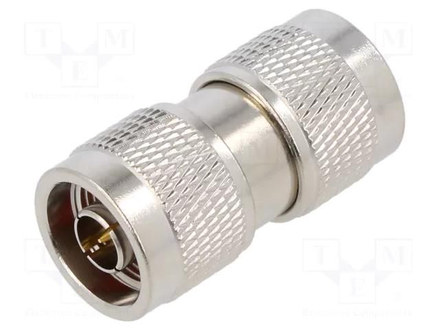 Adapter; N male,both sides; Insulation: PTFE; 50Ω; brass; 11GHz AMPHENOL RF 082-100-RFX