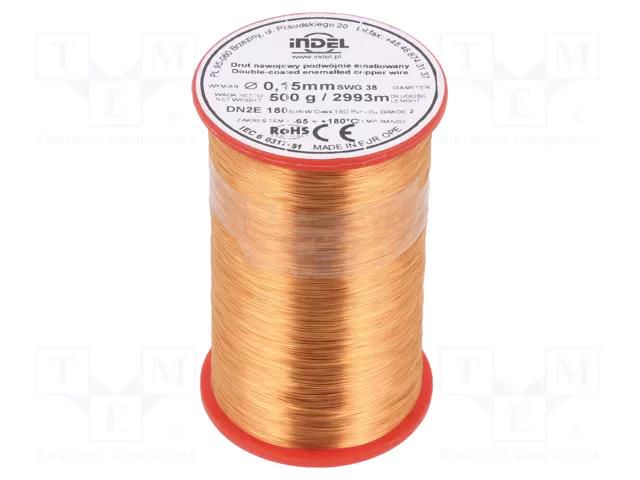 Coil wire; double coated enamelled; 0.15mm; 0.5kg; -65÷180°C INDEL DN2E0.15-0.50