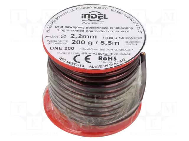 Coil wire; single coated enamelled; 2.2mm; 0.2kg; -65÷200°C INDEL DNE2.20-0.20