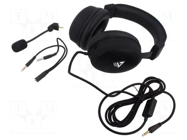 Headphones with microphone; black; Jack 3,5mm,USB A; 2.2m; 32Ω SAVIO SAVGH-STRATUS