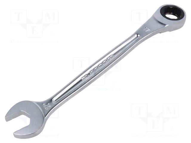 Wrench; combination spanner,with ratchet; 17mm; L: 225mm; satin FACOM FACOM-467B.17