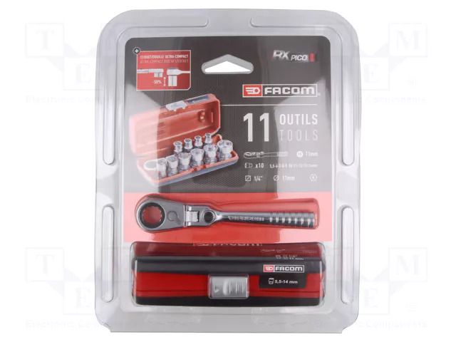 Wrench-set; 6-angles,socket spanner; 1/4"; RXPICO; 11pcs. FACOM FACOM-RXPICOPB