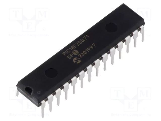 IC: PIC microcontroller; 32kB; 64MHz; 1.8÷5.5VDC; THT; SPDIP28 MICROCHIP TECHNOLOGY PIC18F25Q71-I/SP