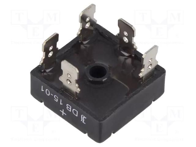 Bridge rectifier: three-phase; Urmax: 100V; If: 15A; Ifsm: 350A; THT DIOTEC SEMICONDUCTOR DB15-01-DIO