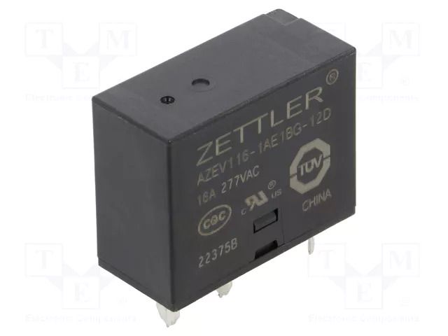 Relay: electromagnetic power; SPST-NO + SPST-NC; Ucoil: 12VDC ZETTLER AZEV116-1AE1BG-12D