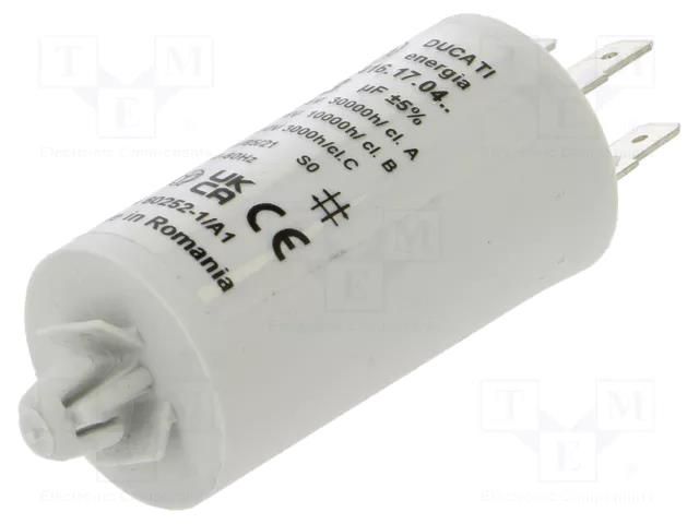 Capacitor: polypropylene; motors, run; 3uF; 425VAC; Ø28x55mm; ±5% DUCATI ENERGIA 4.16.17.04.71