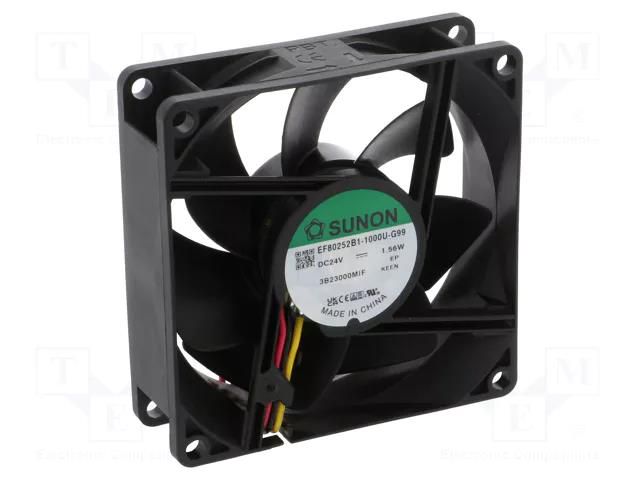 Fan: DC; axial; 24VDC; 80x80x25mm; 69.5m3/h; 33dBA; ball; Out: F type SUNON EF80252B1-G99