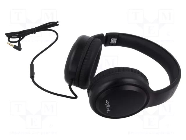 Headphones with microphone; black; Jack 3,5mm; 1.2m; 100÷10000Hz LOGILINK HS0057
