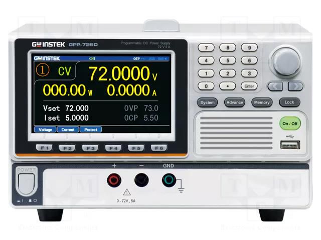 Power supply: programmable laboratory; Ch: 1; 0÷72VDC; 0÷5A GW INSTEK GPP-7250
