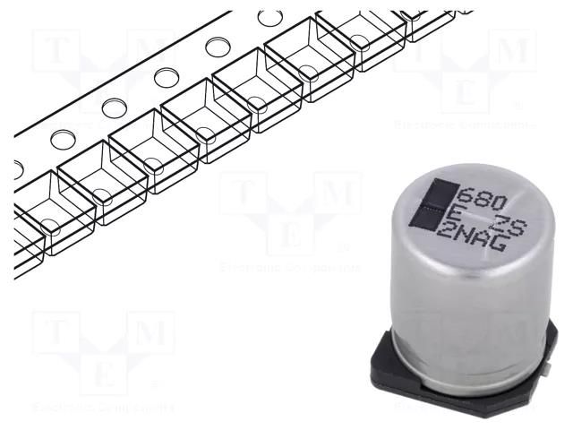 Capacitor: hybrid; 680uF; 25VDC; SMD; ESR: 14mΩ; ZS; ±20%; Ø10x12.5mm PANASONIC EEHZS1E681UP