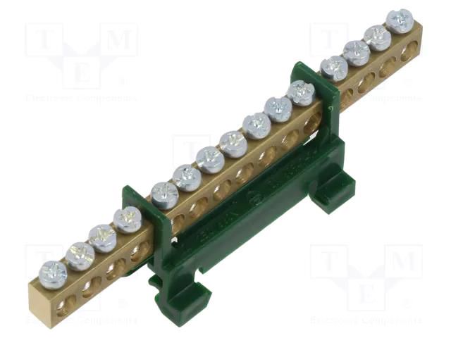 Connector: terminal block; 16mm2; ways: 1; terminals: 15; green PAWBOL PE.4022