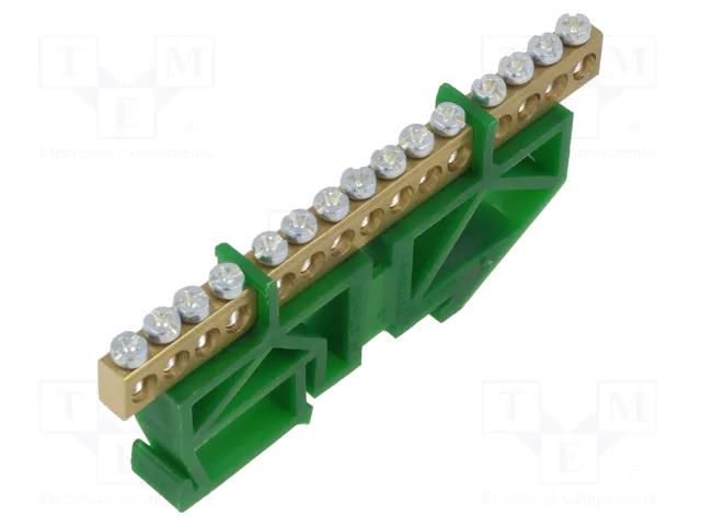 Connector: terminal block; ways: 1; terminals: 15; green PAWBOL PE.4043