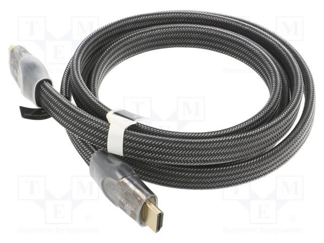 Cable; HDMI plug,both sides; PVC; textile; Len: 1.5m; black; 30AWG VENTION AASBG