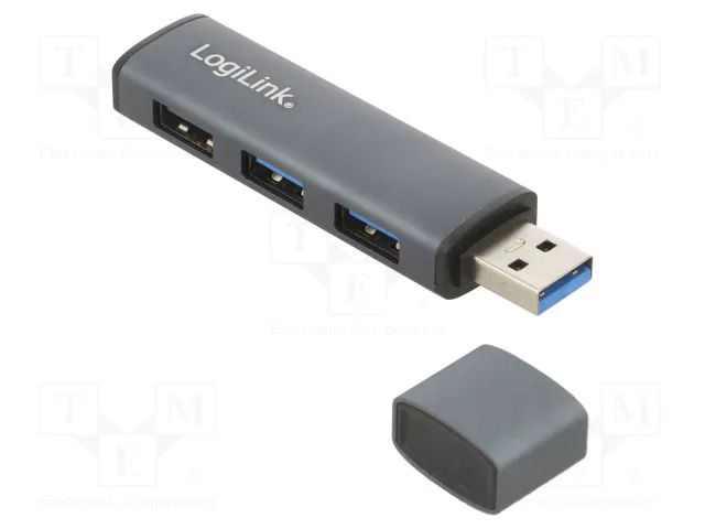 Hub USB; USB A socket x3,USB A plug; USB 3.2; PnP; grey; 5Gbps LOGILINK UA0395