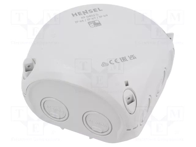 Enclosure: junction box; X: 104mm; Y: 104mm; Z: 70mm; IP66,IP67; grey HENSEL HENSEL-KF-0402-G