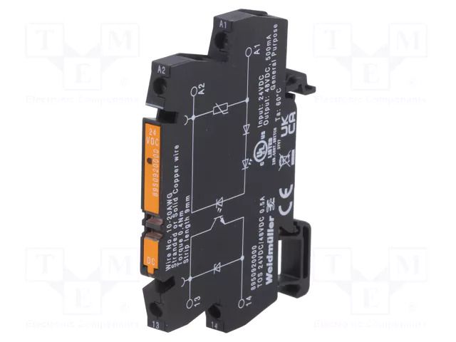 Relay: interface; SPST-NO; Ucntrl: 24VDC; 0.5A; 5÷48VDC; Relay set WEIDMÜLLER TOS-24DC/48DC-0.5A