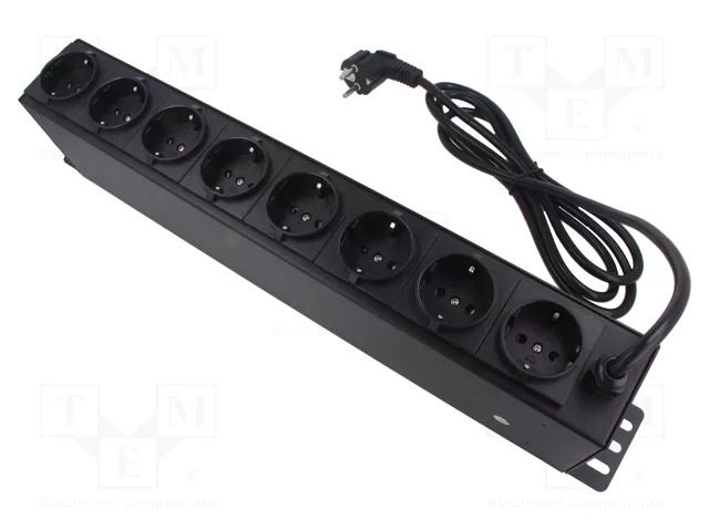 Plug socket strip: protective; Sockets: 8; 230VAC; 16A; black; 2m LOGILINK PDU8D01