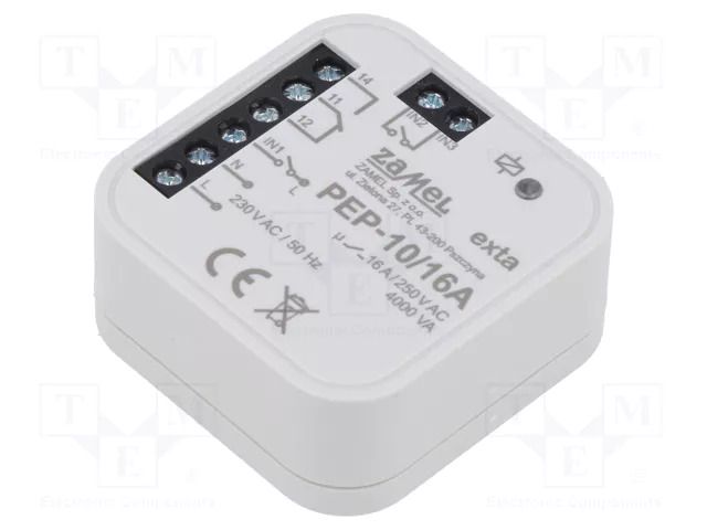 Relay; flush mount; 230VAC; IP20; EXTA LIFE; Temp: -10÷55°C ZAMEL PEP-10/16A