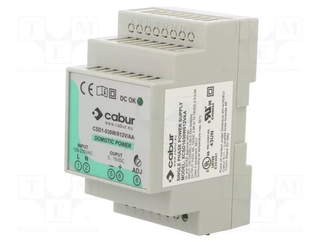 Power supply: switching; for DIN rail; 30W; 12VDC; 2.5A; 85÷264VAC CABUR XCSD1030W012VAA