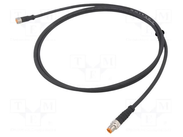 Cable: for sensors/automation; M8; PIN: 4; 1.5m; plug; 60VDC; 50VAC LUTRONIC 0810080004301-1.5M