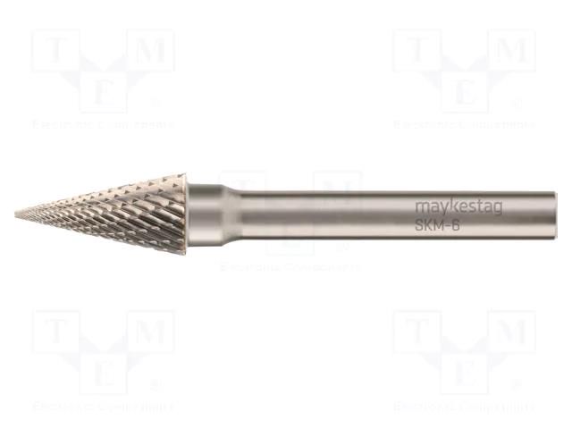 Rotary burr; Ø: 6mm; L: 50mm; metal; Working part len: 16mm; rod 6mm ALPEN-MAYKESTAG ALP.783606106100