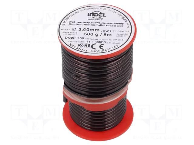 Coil wire; double coated enamelled; 3mm; 0.5kg; -65÷200°C INDEL DN2E3.00-0.50