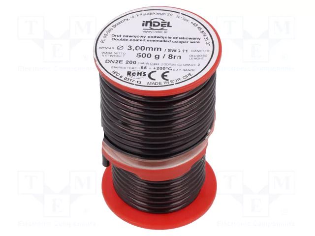 Coil wire; double coated enamelled; 3mm; 0.5kg; -65÷200°C INDEL DN2E3.00-0.50