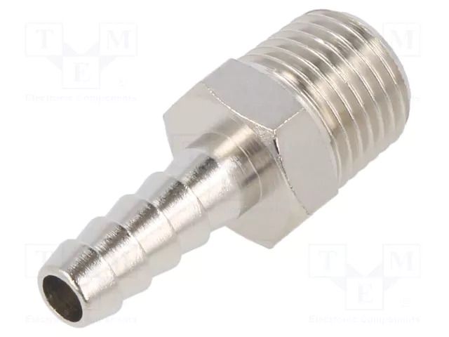 Threaded fitting; connector pipe; nickel plated brass; 7mm PNEUMAT 3040-7-1/4