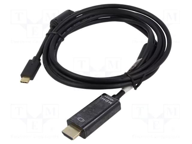 Adapter; HDMI 2.0; HDMI plug,USB C plug; nickel plated; 2m; black DIGITUS AK-300330-020-S