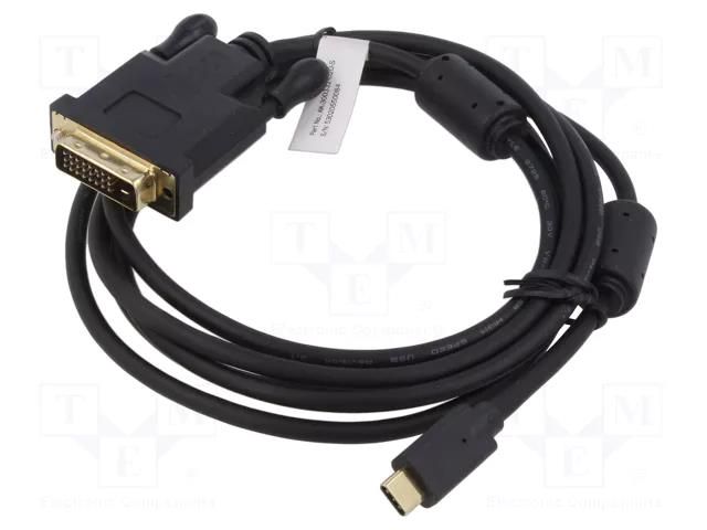 Adapter; DVI-D (24+1) plug,USB C plug; nickel plated; 2m; black DIGITUS AK-300332-020-S