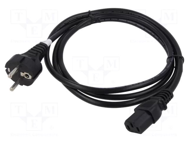 Cable; CEE 7/7 (E/F) plug,IEC C13 female; 1.8m; black; 10A; 250V DIGITUS AK-440101-018-S