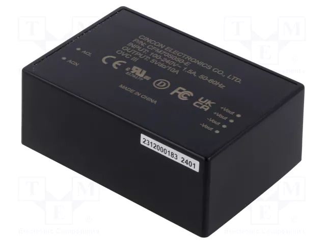Converter: AC/DC; 70W; Uin: 80÷264VAC; 5VDC; Iout: 10A; 86%; CFM70S CINCON CFM70S050-E