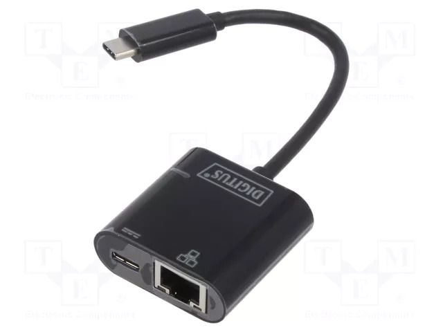 USB to Ethernet adapter; RJ45 socket,USB C plug; USB 3.0; black DIGITUS DN-3027