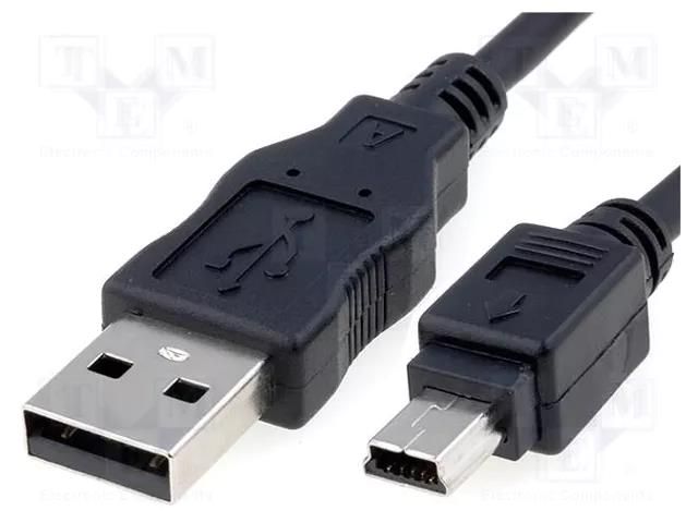 Cable; USB 2.0; USB A plug,USB B mini plug; 5m; black; Canon Goobay CAB-MUSB-A5/5