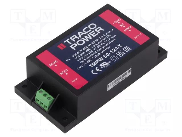 Power supply: switching; for building in; 50W; 24VDC; 2083mA; TMPW TRACO POWER TMPW50-124-T