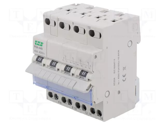 Module: mains-generator switch; Poles: 4; 230/400VAC; 40A; IP20 F&F PSA-440