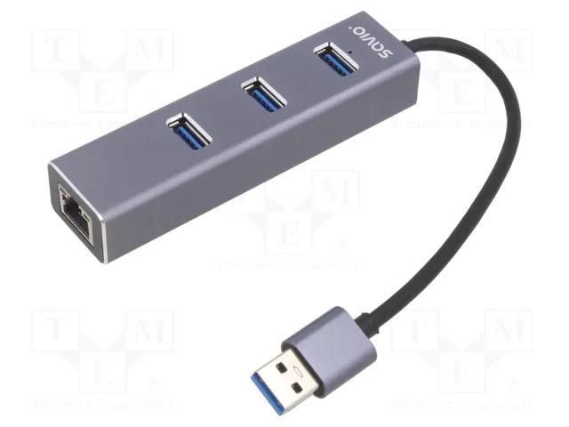 Hub USB; RJ45 socket,USB A socket x3,USB A plug; USB 3.1; PnP SAVIO SAVAK-58