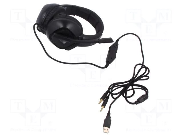 Headphones with microphone; black; Jack 3,5mm x2,USB A; 2m; 32Ω SAVIO SAVGH-STRIKE