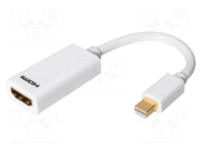 Adapter; HDMI socket,mini DisplayPort plug; 0.15m; white; white DIGITUS AK-340411-001-W