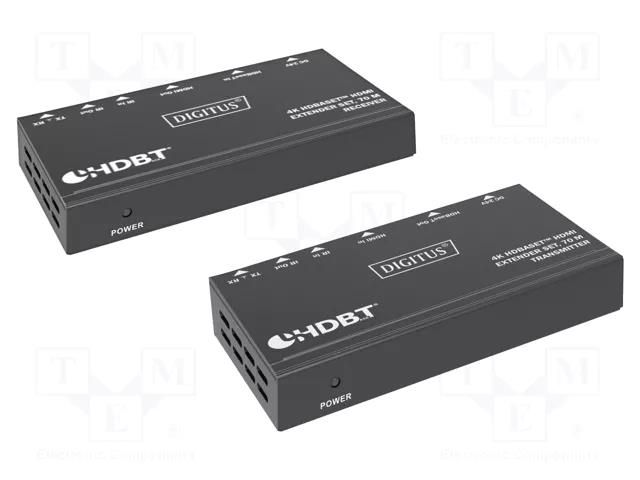 HDMI extender; HDBaseT™,HDCP 2.2,HDMI 1.4; black; metal; 70m DIGITUS DS-55520