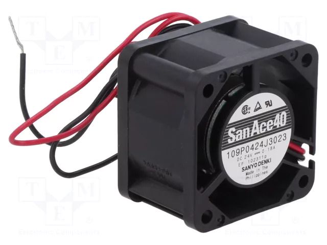 Fan: DC; axial; 24VDC; 40x40x28mm; 27.6m3/h; 44dBA; ball; 12500rpm SANYO DENKI 109P0424J3023
