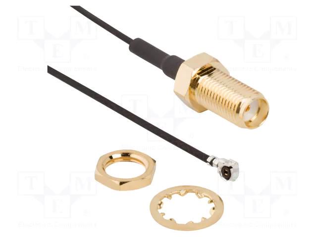 Cable; AMC female,SMA female; angled,straight; 0.2m AMPHENOL RF 336313-12-0200