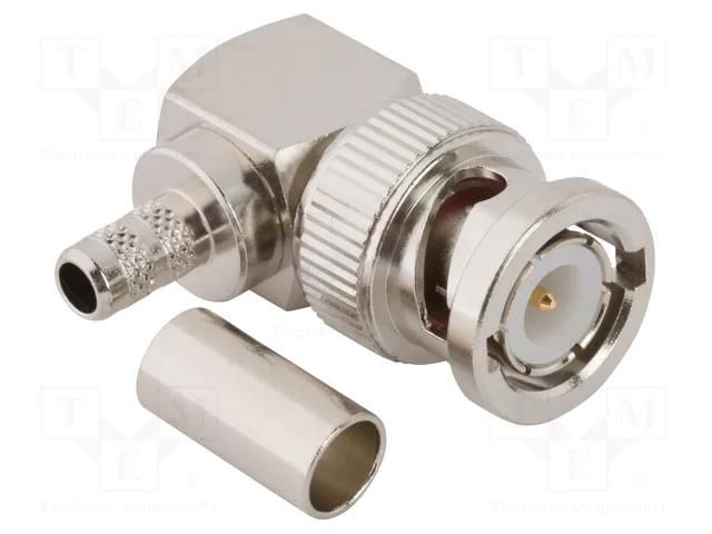 Connector: BNC; plug; male; angled 90°; 50Ω; soldering,crimped AMPHENOL RF 112162