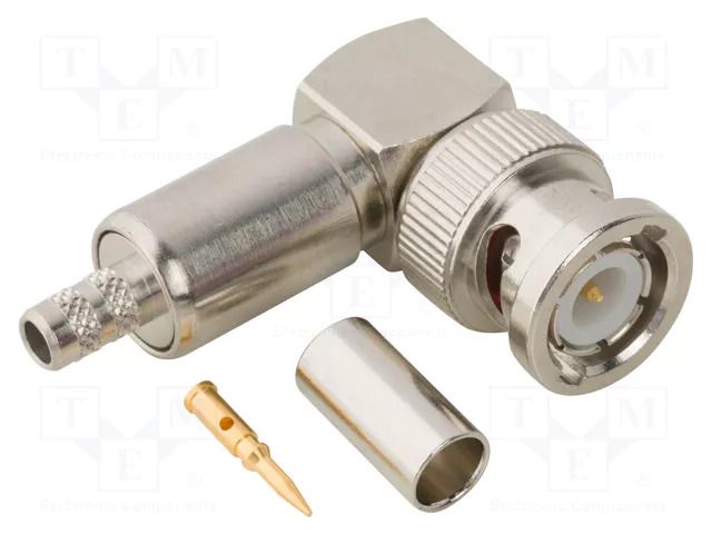 Connector: BNC; plug; male; angled 90°; 50Ω; soldering,crimped AMPHENOL RF 112182
