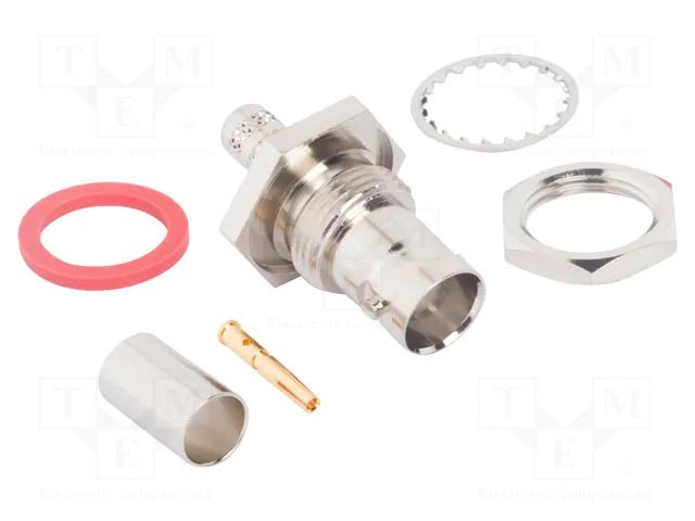 Connector: BNC; socket; female; straight; 75Ω; crimped; PTFE; brass AMPHENOL RF 112205