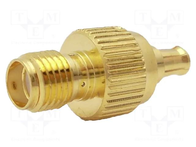 Adapter; MCX male,SMA female; Insulation: PTFE; 50Ω; brass; 6GHz AMPHENOL RF 242127